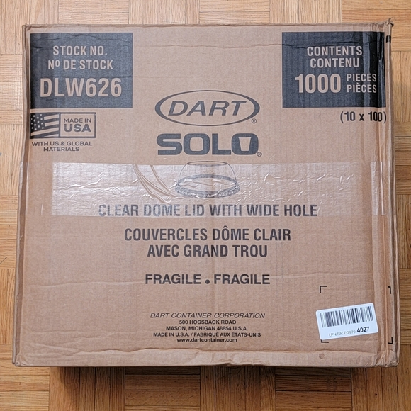 Dart DLW626 Clear Lid PET 626 Dome with Ex Lg Hole (Case of 1000) - Picture 3 of 3